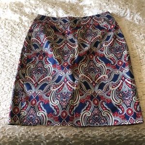 Ann Taylor blue orange paisley lined skirt